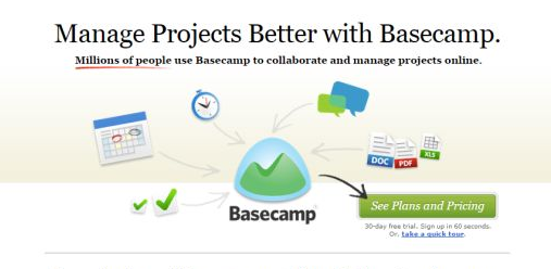 Basecamp subheadline visual cue